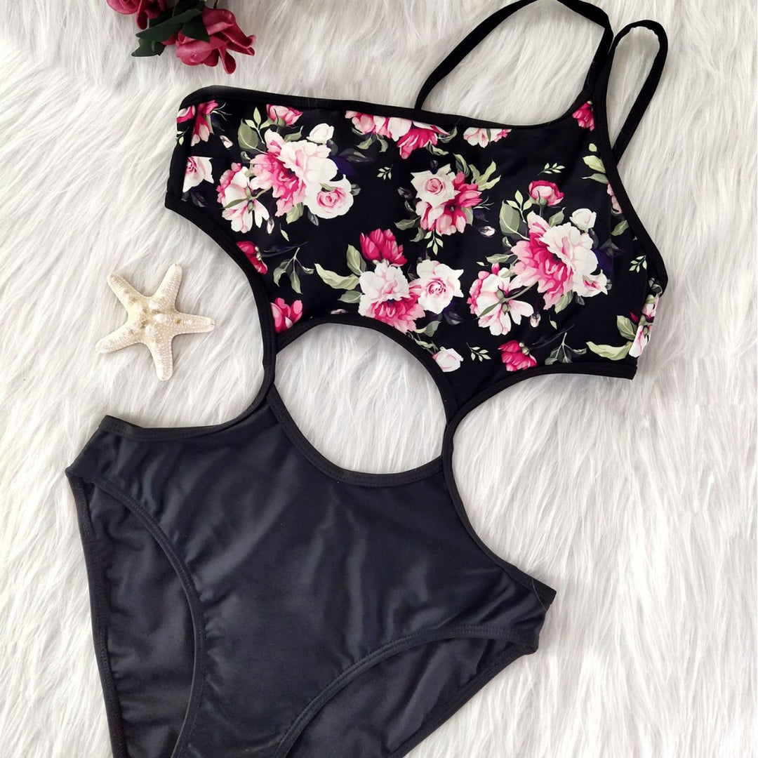 Damen Einteiler-Badeanzug mit floralem Druck Drune