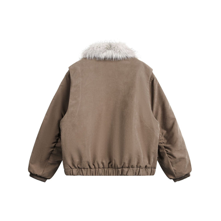 Damen Kurzblouson im Boxy-Cut mit breitem Kunstfellkragen Drune