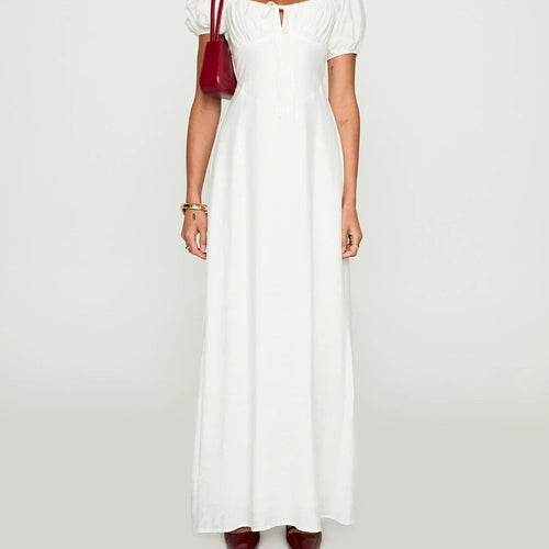 Damen Maxikleid mit Puffärmeln und elegantem Ausschnitt Drune