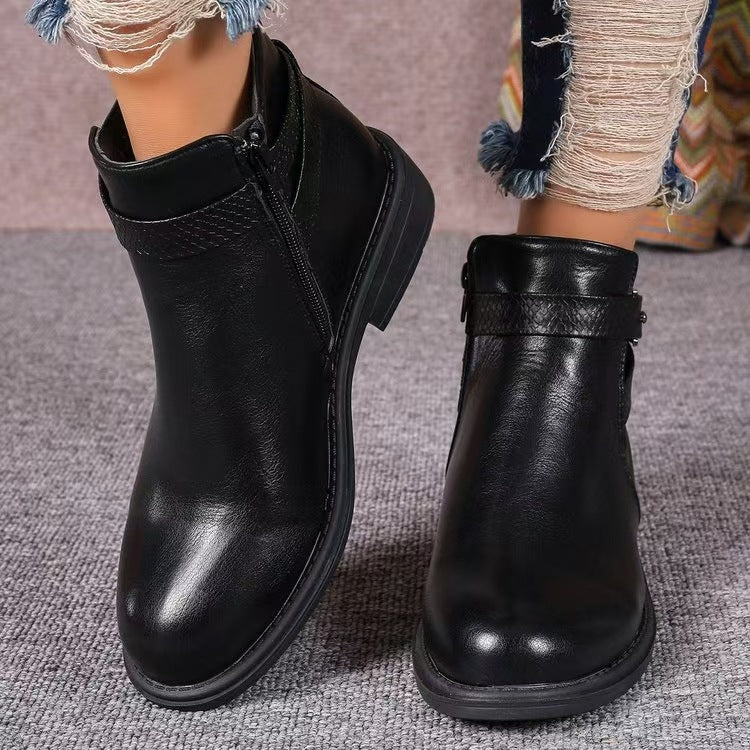 Damen modische Stiefeletten mit elegantem Reißverschluss und schickem Komfortdesign Drune