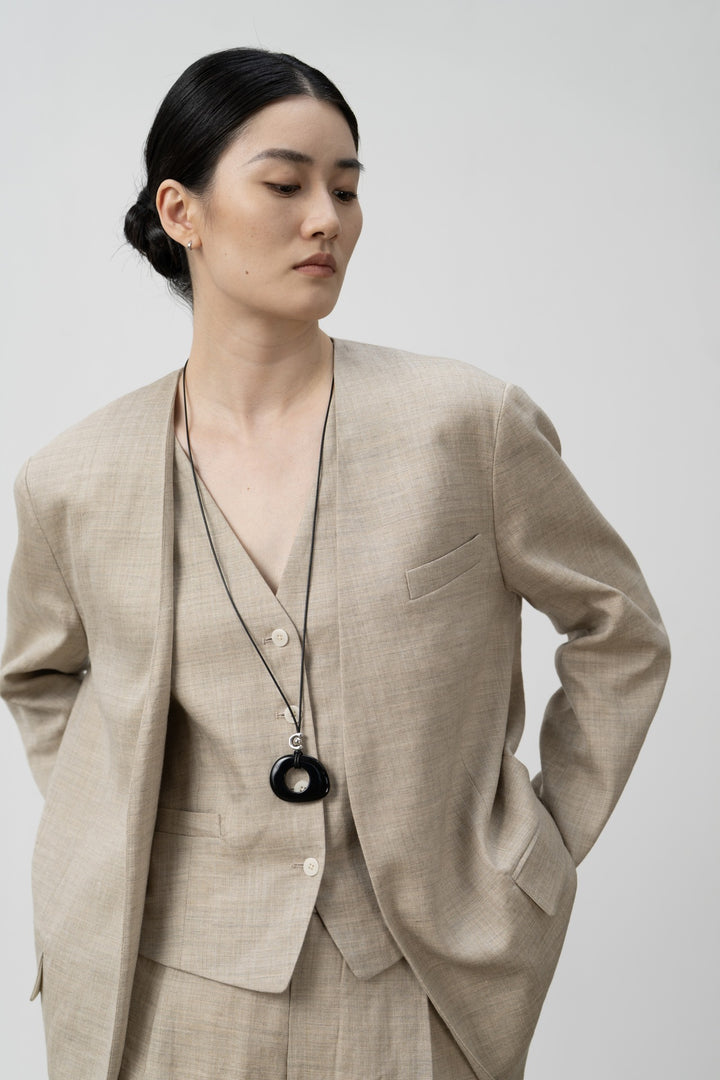 Damen Maßgeschneiderter Leinen-Blazer Drune