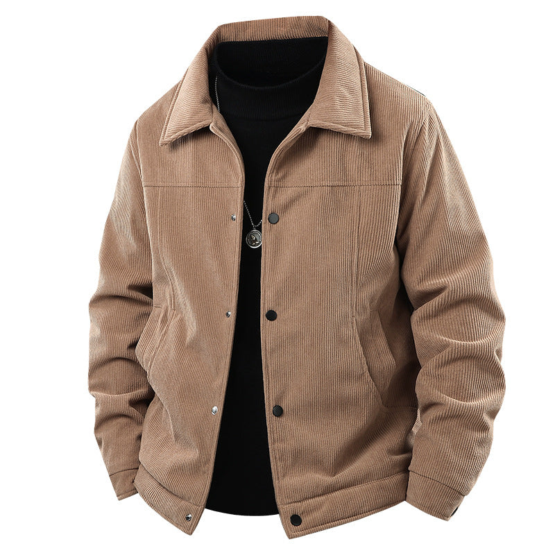 Herren Cordjacke im lässigen Worker-Style mit Druckknopfverschluss und seitlichen Eingrifftaschen Drune