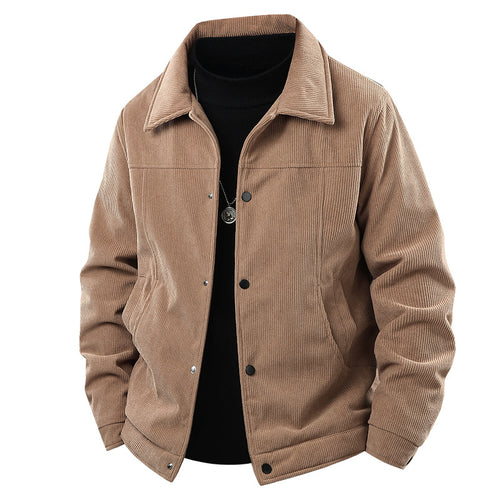 Herren Cordjacke im lässigen Worker-Style mit Druckknopfverschluss und seitlichen Eingrifftaschen Drune