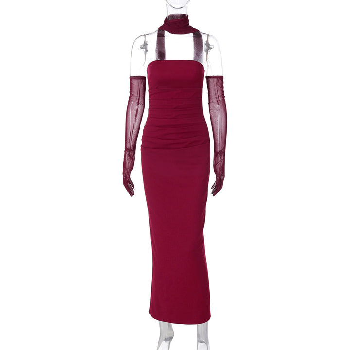 Damen Elegantes schulterfreies Abendkleid mit Flügelärmeln Drune