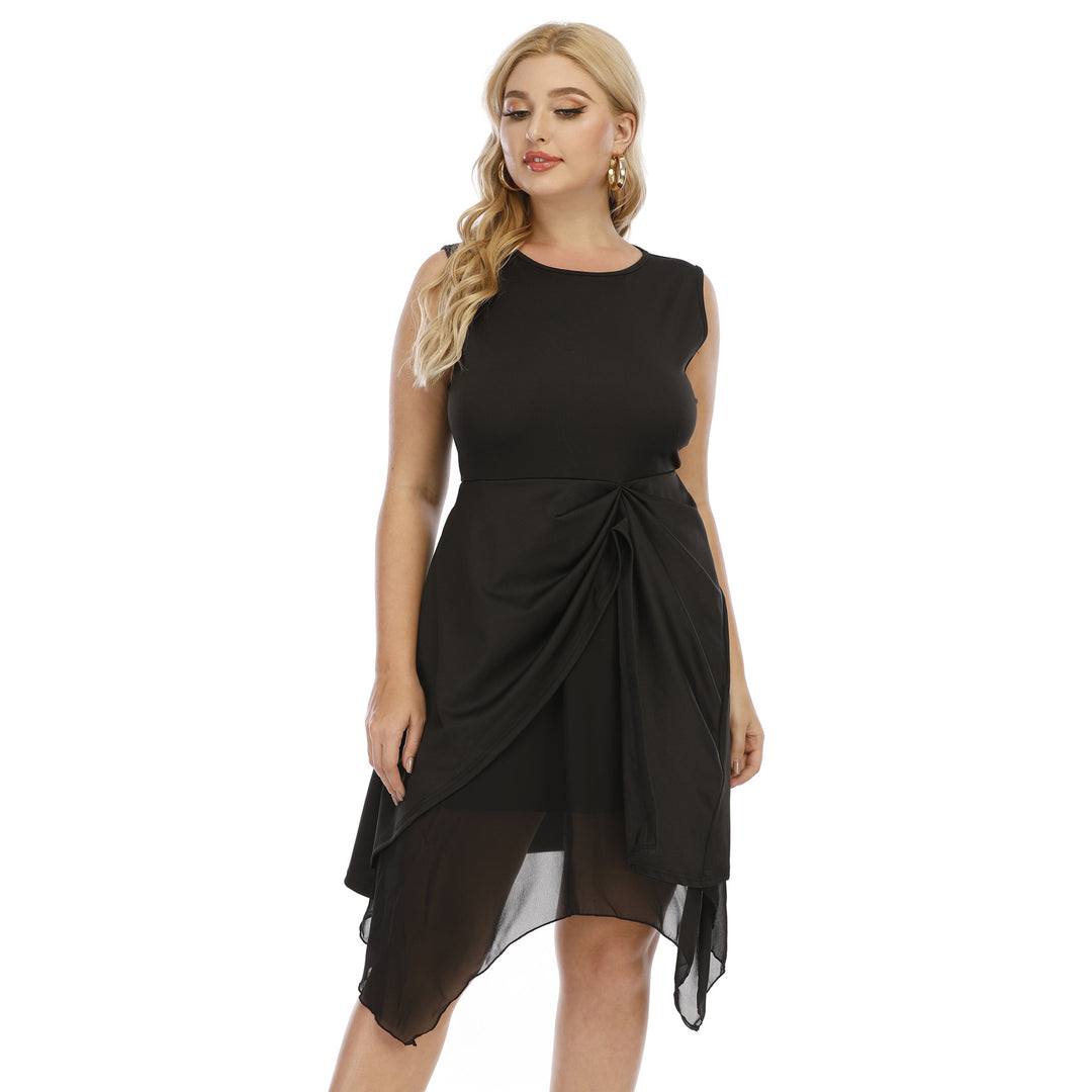 Damen elegantes asymmetrisches Kleid mit Knoten-Details Drune