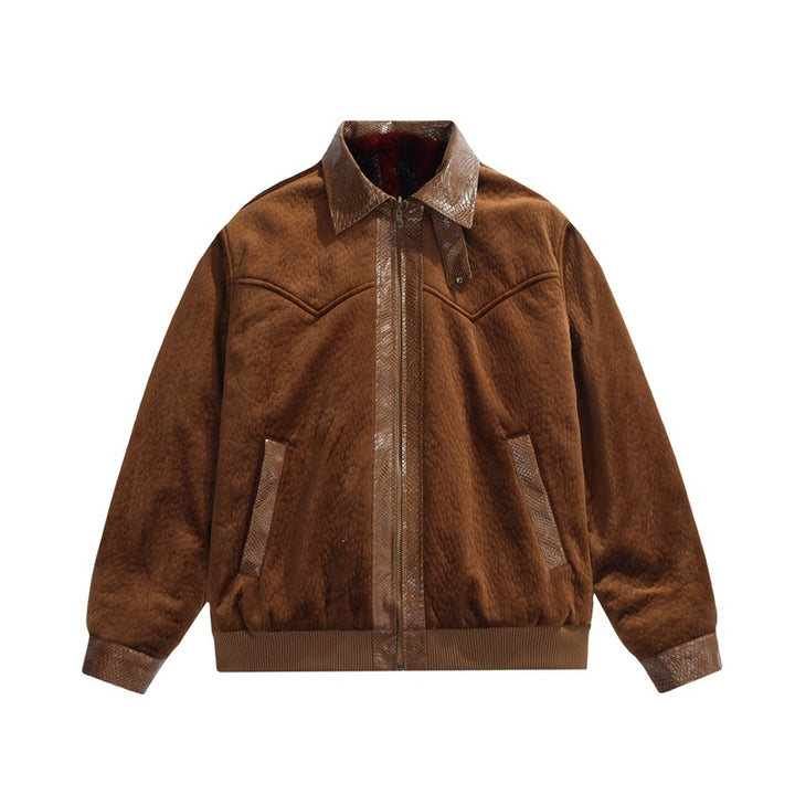 Herren Teddy-Fleece-Boxy-Jacke mit Hemdkragen, durchgehendem Metallreißverschluss & geripptem Saum Drune