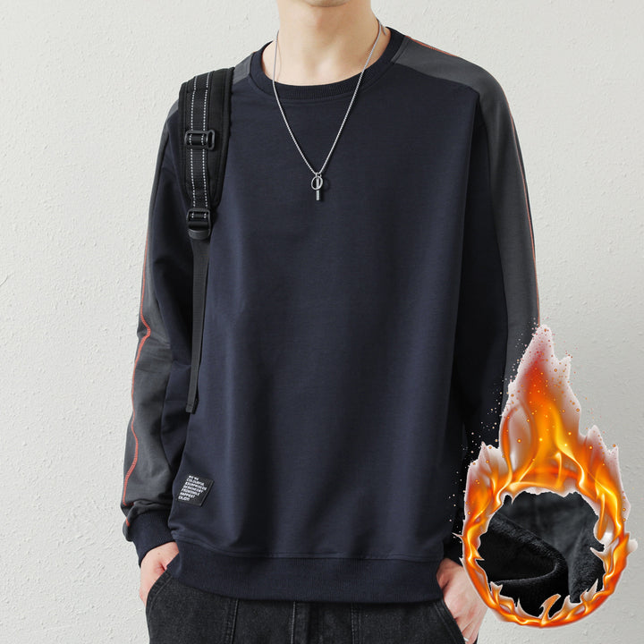 Herren Oversize-Sweatshirt mit kontrastierenden Ärmeln, Flachnaht-Details und Rippbündchen Drune