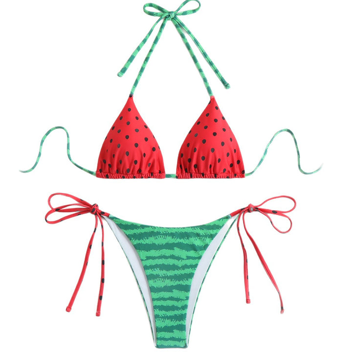 Damen Triangel-Bikini mit verspieltem Obstdesign und verstellbaren Trägern Drune