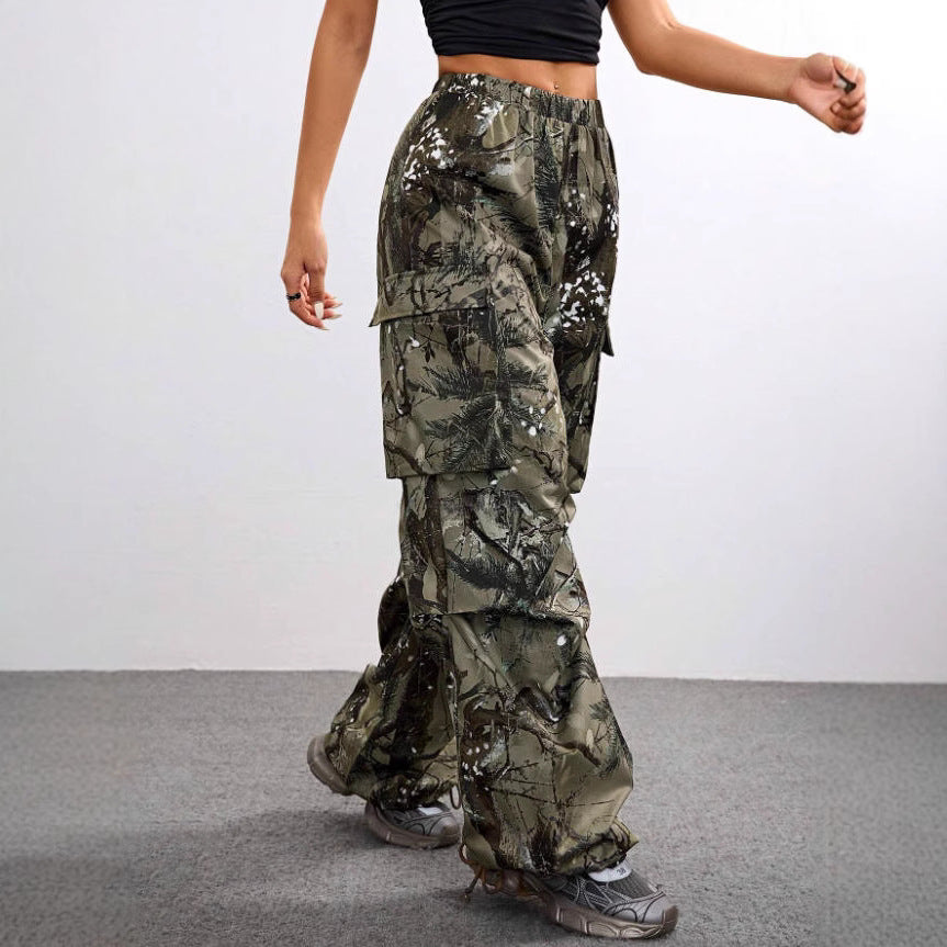 Damen Karierte Cargo-Hose mit niedrigem Schritt und praktischen Taschen Drune