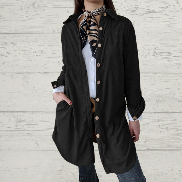 Damen Langarmbluse im lässigen Oversized-Stil mit Knopfdetails Drune