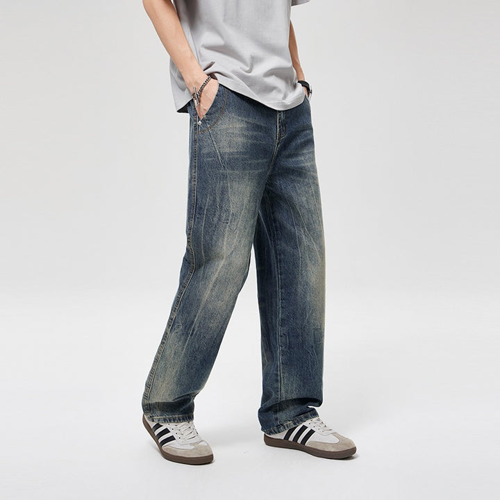 Herren Baggy-Jeans im Vintage‑Wash mit hoher Bundhöhe, relaxed Bein & dezenter Distressed‑Optik Drune