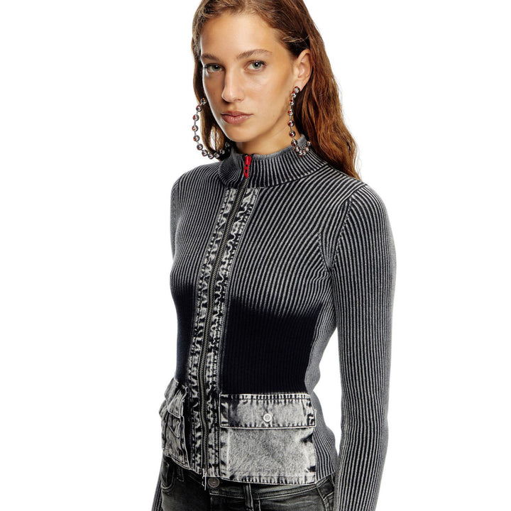 Damen Strickjacke mit denim-inspirierten Taschen und modernem Schnitt Drune