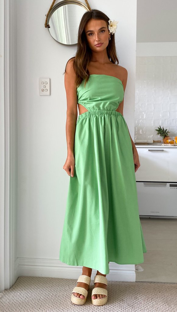 Damen Maxikleid mit schmalem Oberteil und elastischem Taillenbund Drune