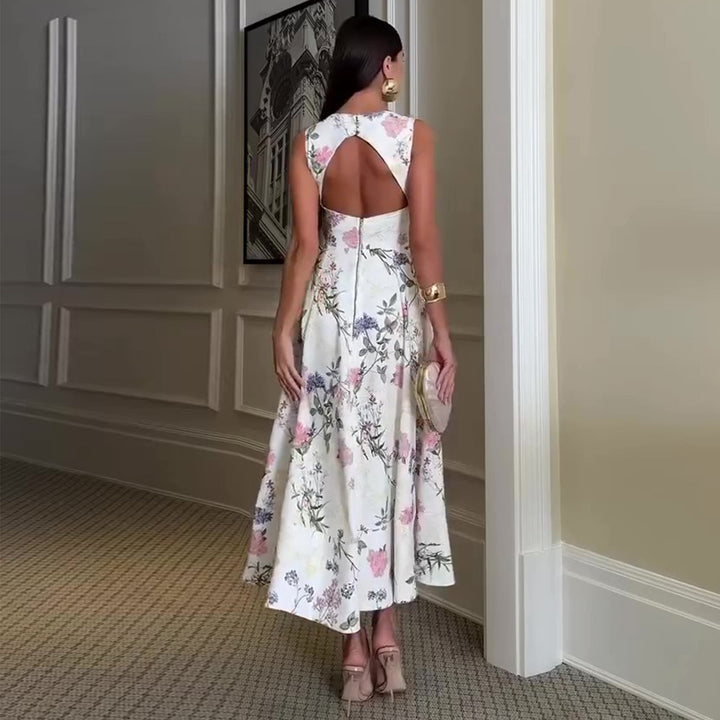 Damen Maxikleid mit quadratischem Ausschnitt und zartem Blumenmuster Drune