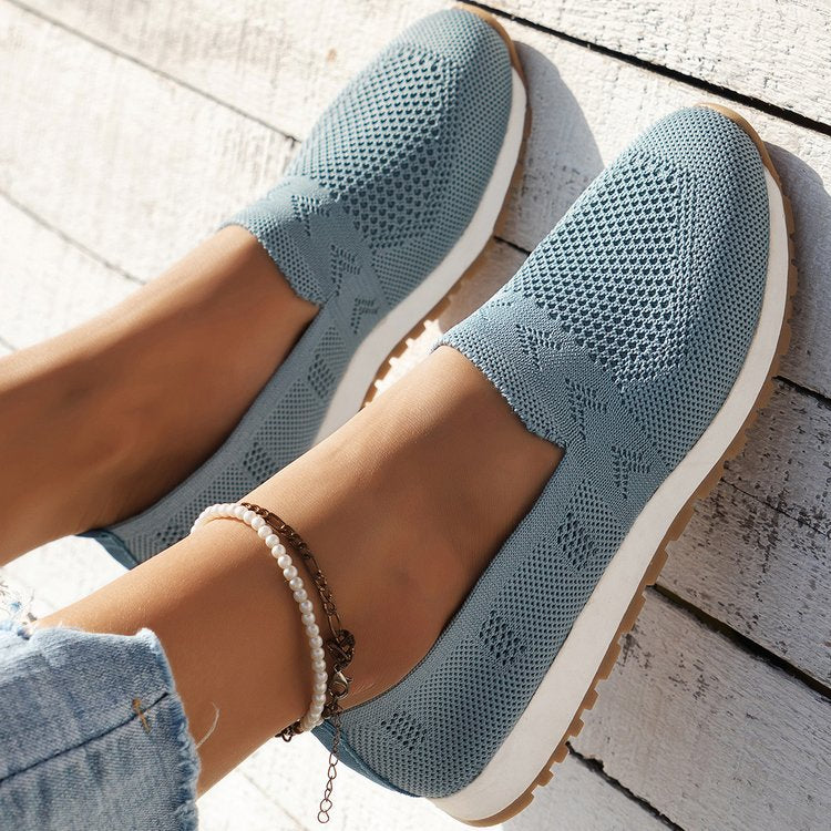 Damen Atmungsaktive Strick-Slipper mit Memory-Fußbett und rutschfester Laufsohle Drune