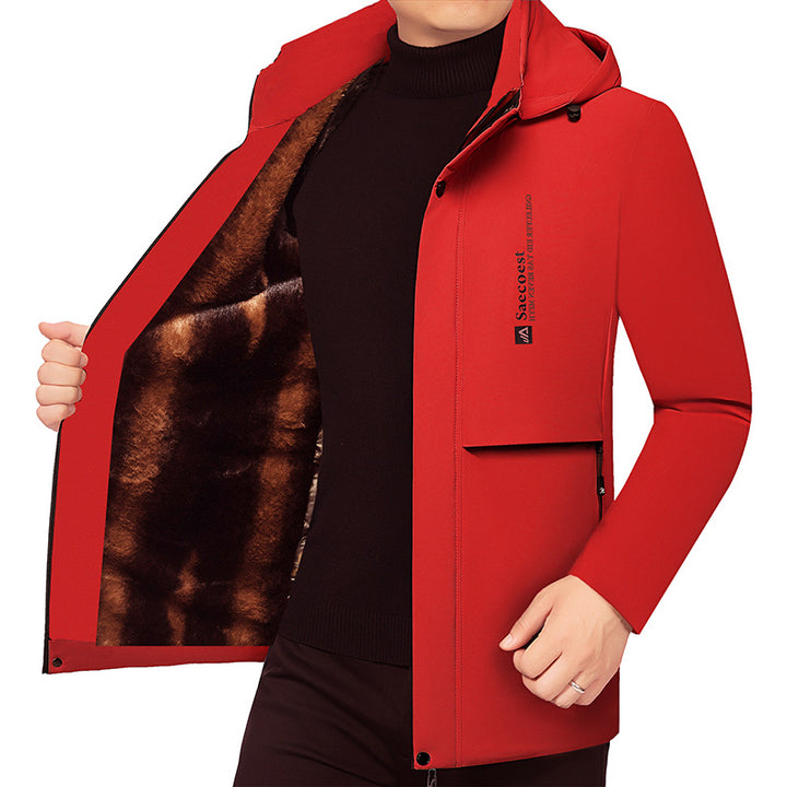 Herren Wattierte Stehkragenjacke mit wasserabweisender Oberfläche und Reißverschlusstaschen Drune