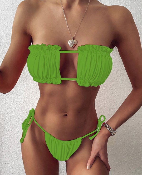 Damen Bandeau-Bikini mit voluminösen Rüschendetails Drune