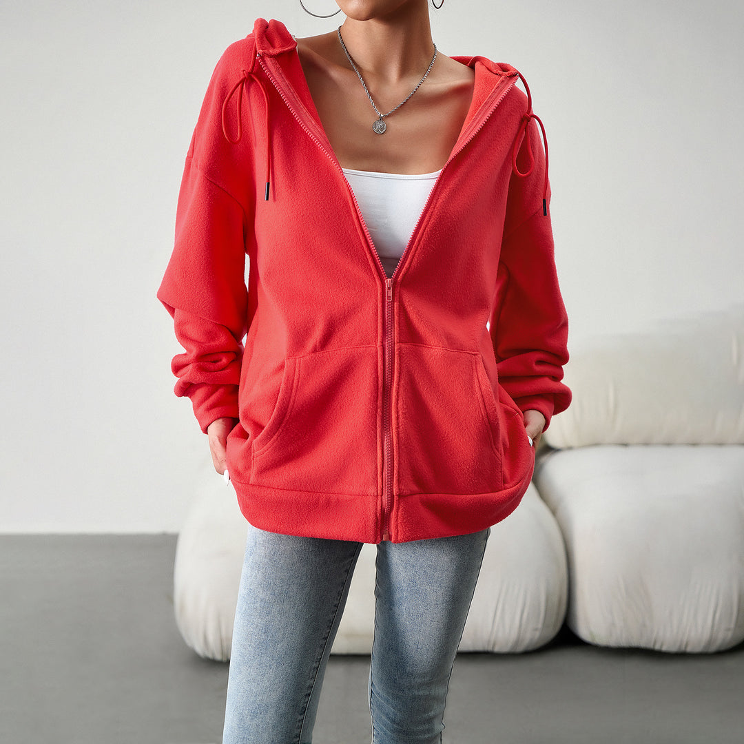 Damen Fleecejacke mit praktischen Taschen und verstellbarem Kapuzenzug Drune