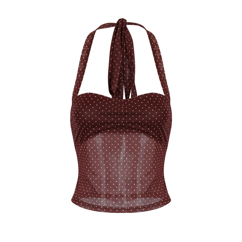 Damen Neckholder Top mit verstellbaren Trägern und punktuellem Design Drune