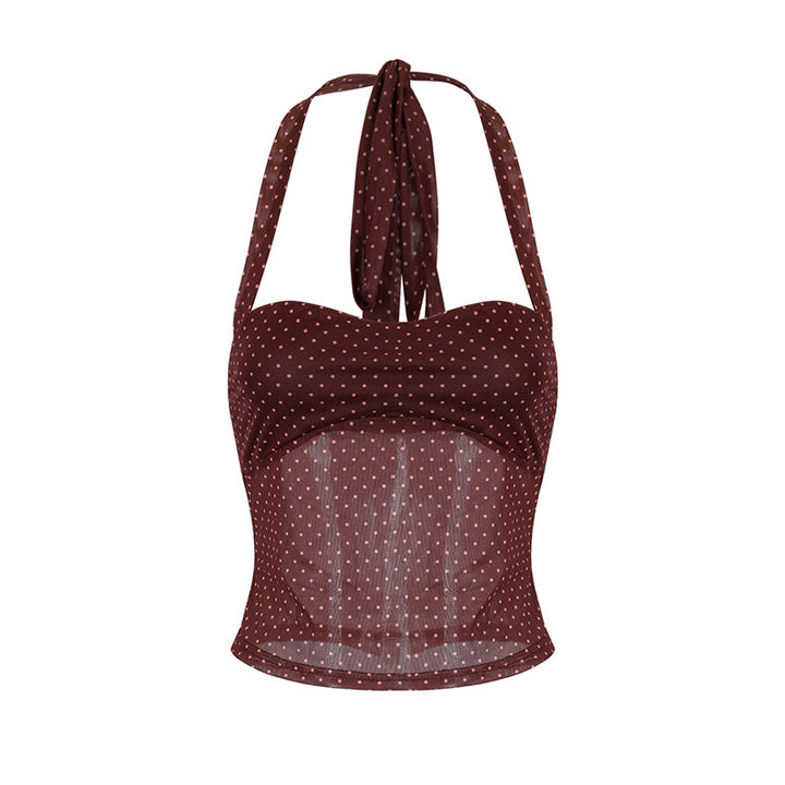 Damen Neckholder Top mit verstellbaren Trägern und punktuellem Design Drune