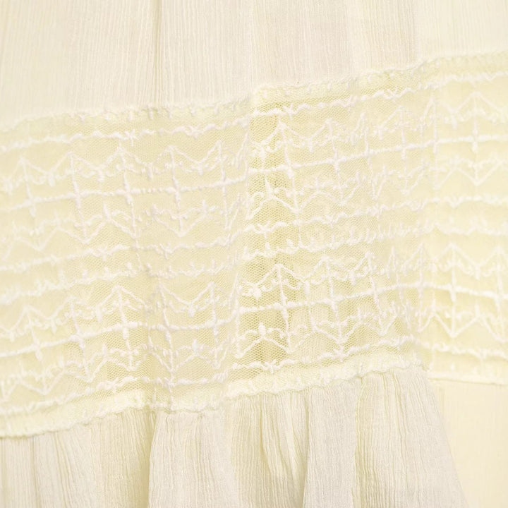 Damen Leichte Bluse mit V‑Ausschnitt, Smokbund und Volantsaum Drune