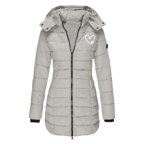 Damen gesteppte Winterjacke mit abnehmbarer Kapuze Drune