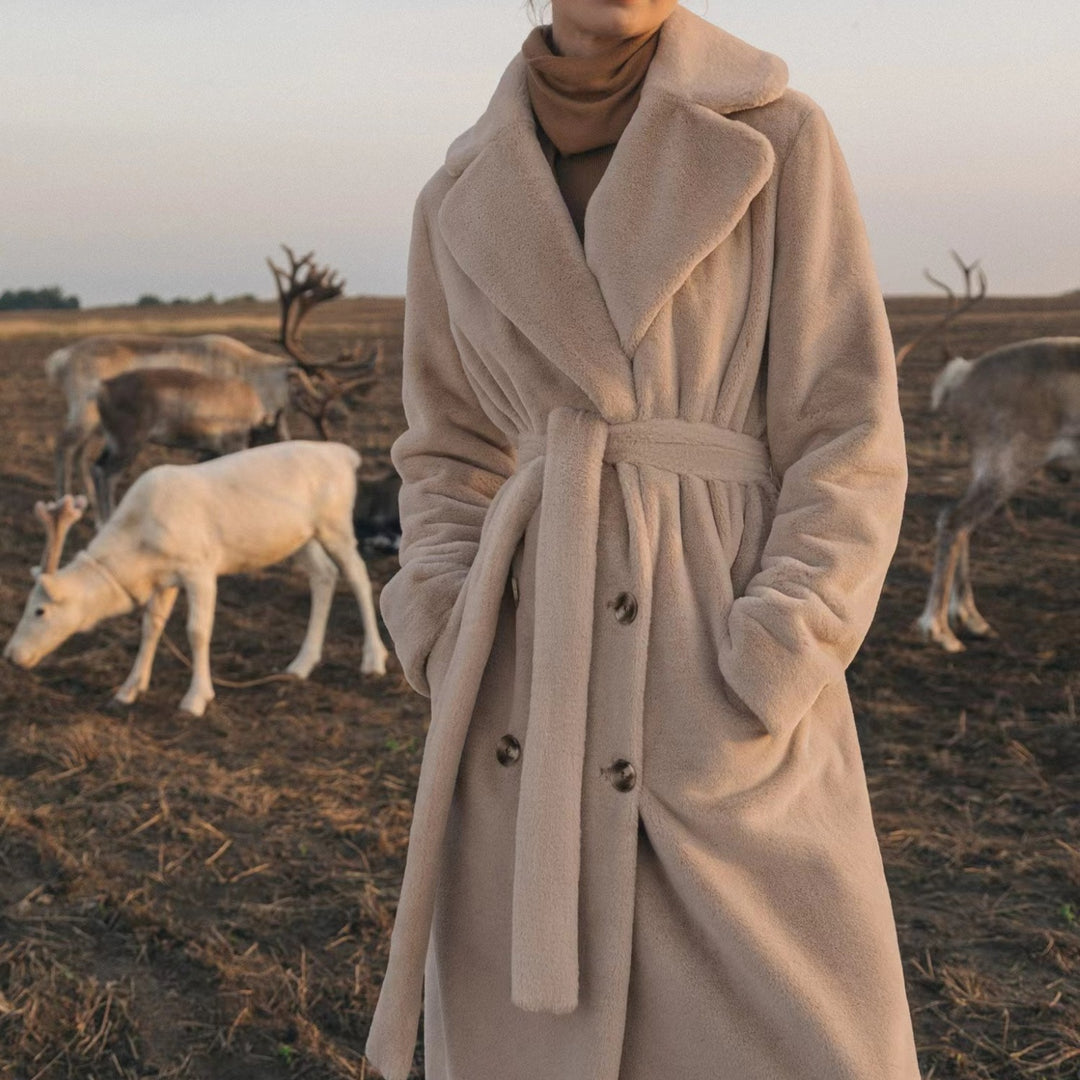 Damen modischer Trenchcoat mit Gürtel Drune
