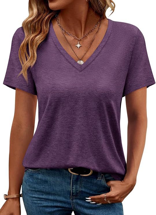 Damen V-Ausschnitt T-Shirt aus weichem Single Jersey Drune