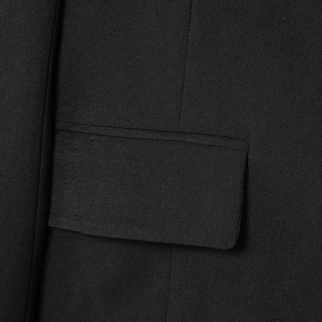 Damen nan taillierter Blazer mit V-Ausschnitt, Pattentaschen und Satinbindegürtel Drune
