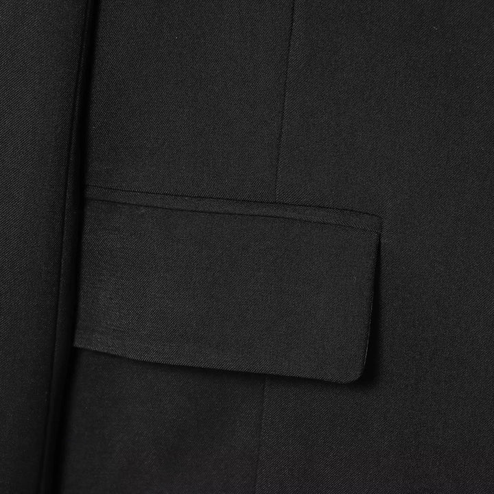 Damen nan taillierter Blazer mit V-Ausschnitt, Pattentaschen und Satinbindegürtel Drune