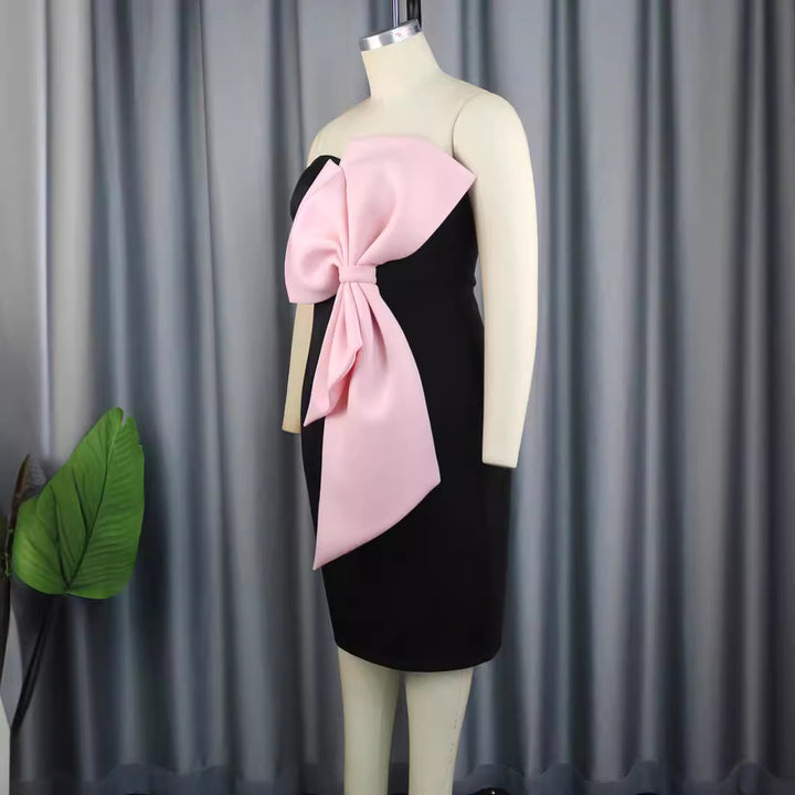 Damen Elegantes Wickelkleid mit übergroßer Schleifenapplikation Drune