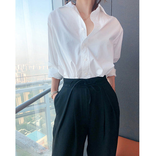 Damen Lässiges Oversize-Hemd mit Kentkragen und legerer Silhouette Drune