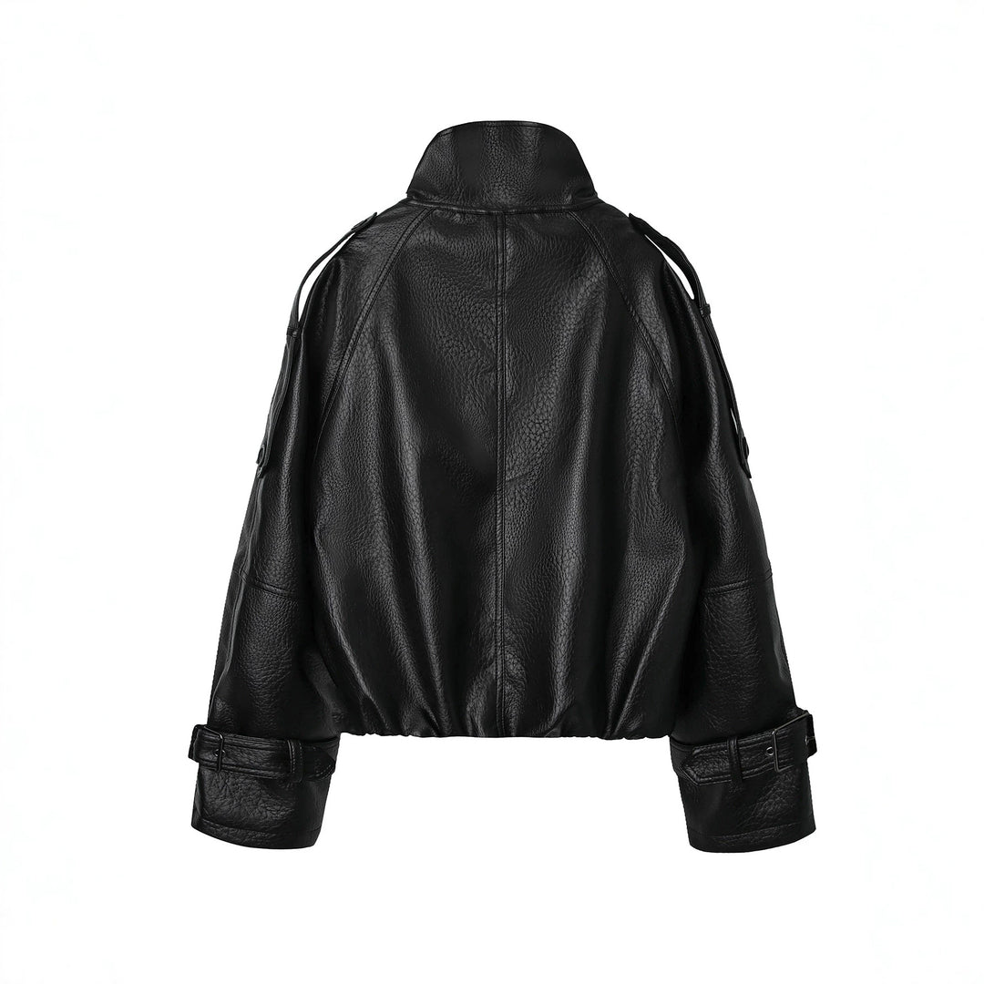 Damen Modische Oversized Lederjacke Drune