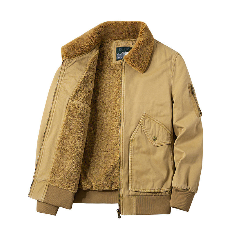 Herren Pilotenblouson mit Sherpa-Futter und Umlegekragen Drune