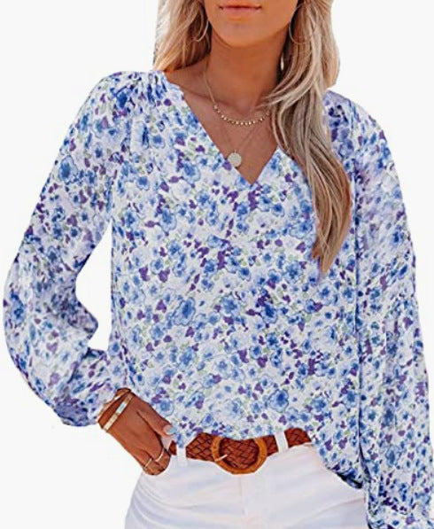 Damen Blusenshirt mit floralem Muster und lockerer Passform Drune