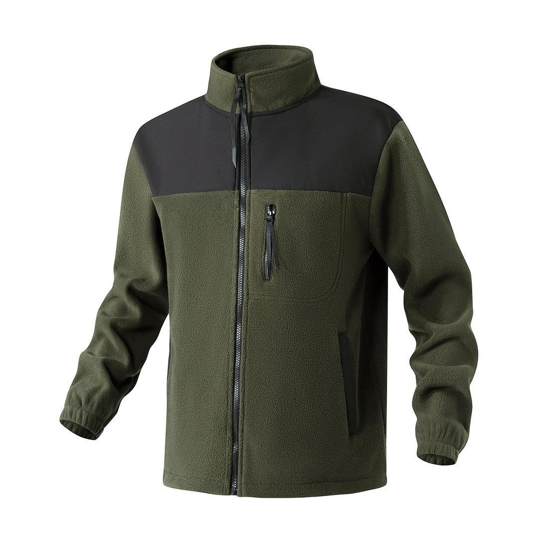 Herren Fleecejacke mit verstärktem Schulterpaneel, Stehkragen und Brustreißverschluss Drune
