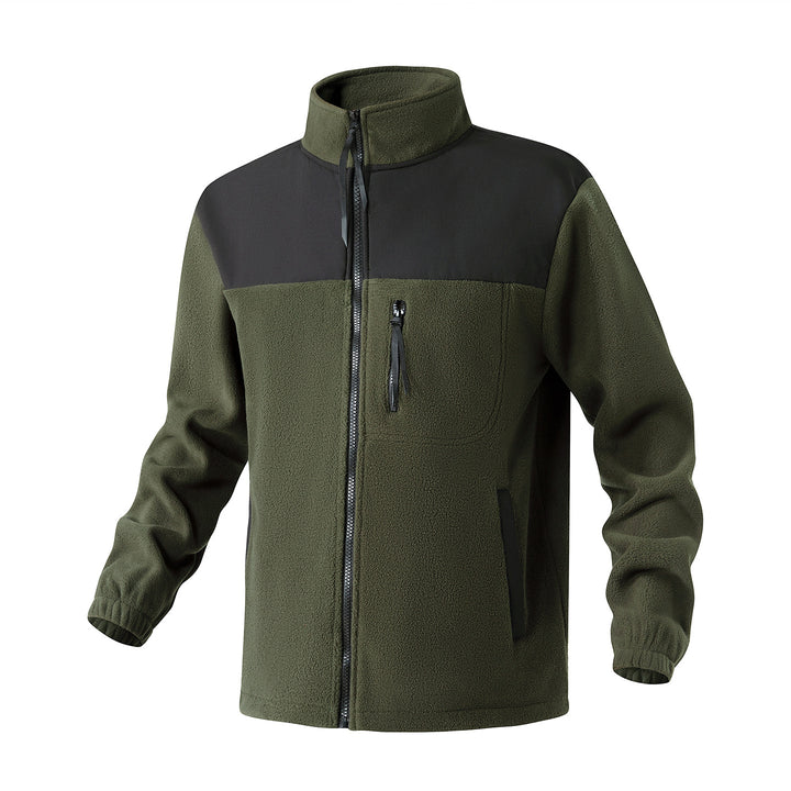 Herren Fleecejacke mit verstärktem Schulterpaneel, Stehkragen und Brustreißverschluss Drune