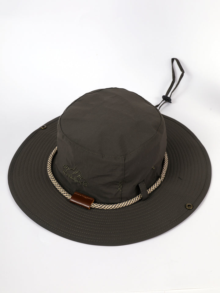 Damen Sonnenhut mit breiter Krempe und integriertem Nackenband Drune