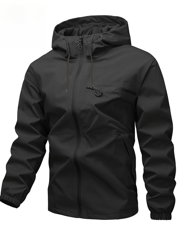 Herren Wasserdichte Softshelljacke mit verstellbarer Kapuze versiegelten Reißverschlüssen und Brusttasche Drune