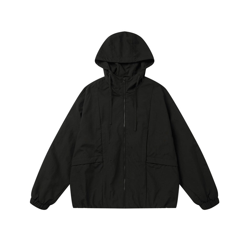 Unisex Oversize-Kapuzenblouson mit elastischem Saum und Utility-Taschen Drune