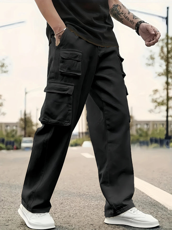 Herren Oversize Utility-Cargohose mit mehrfachen aufgesetzten Klapptaschen Drune