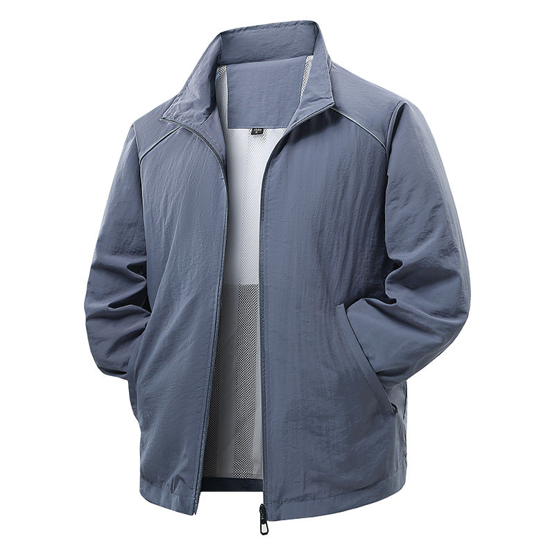 Herren  leichte verpackbare Zip-Up Windbreaker-Jacke mit atmungsaktivem Mesh-Futter und reflektierenden Schulterpaspeln Drune