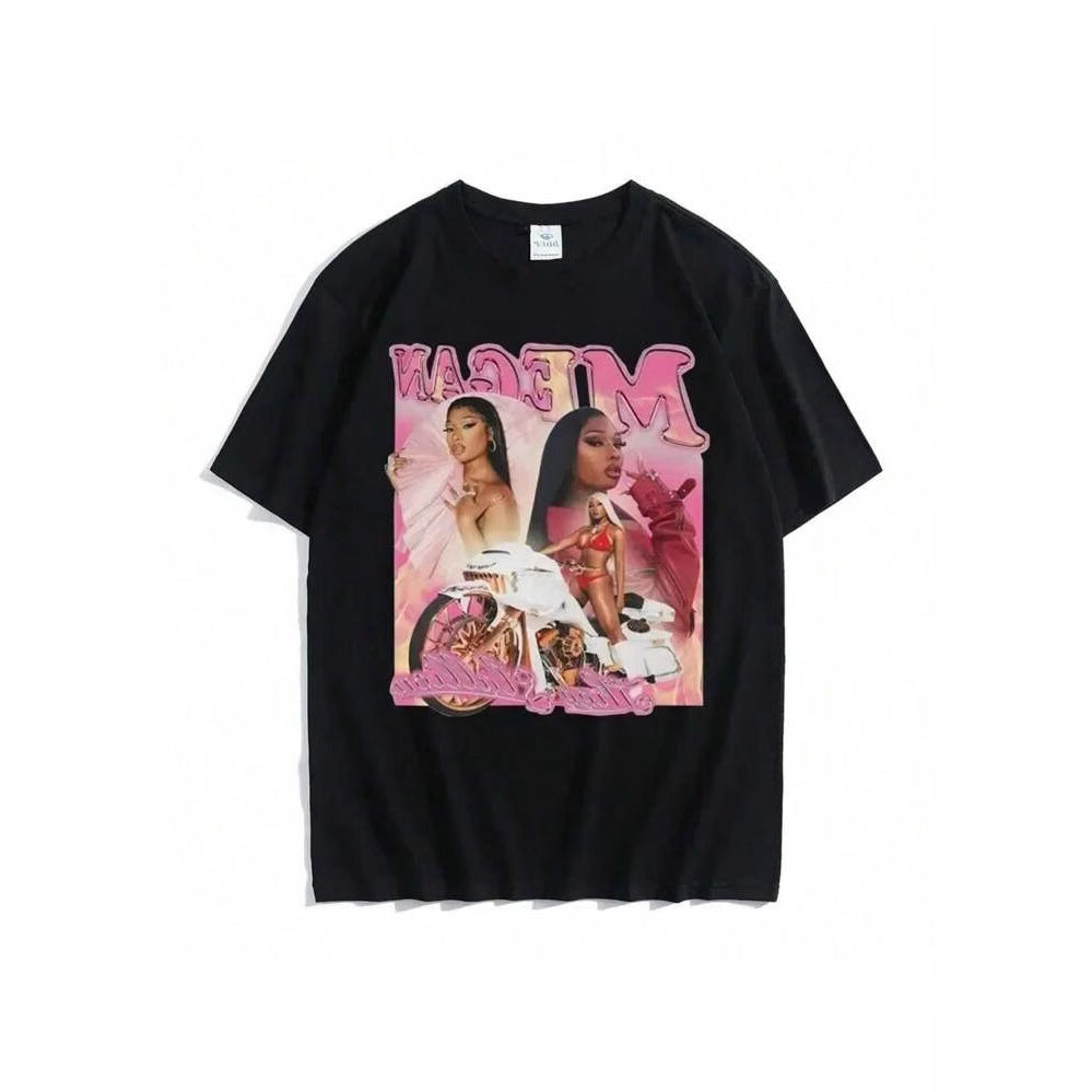Damen T-Shirt mit kreativem Grafikdruck und modernem Schnitt Drune