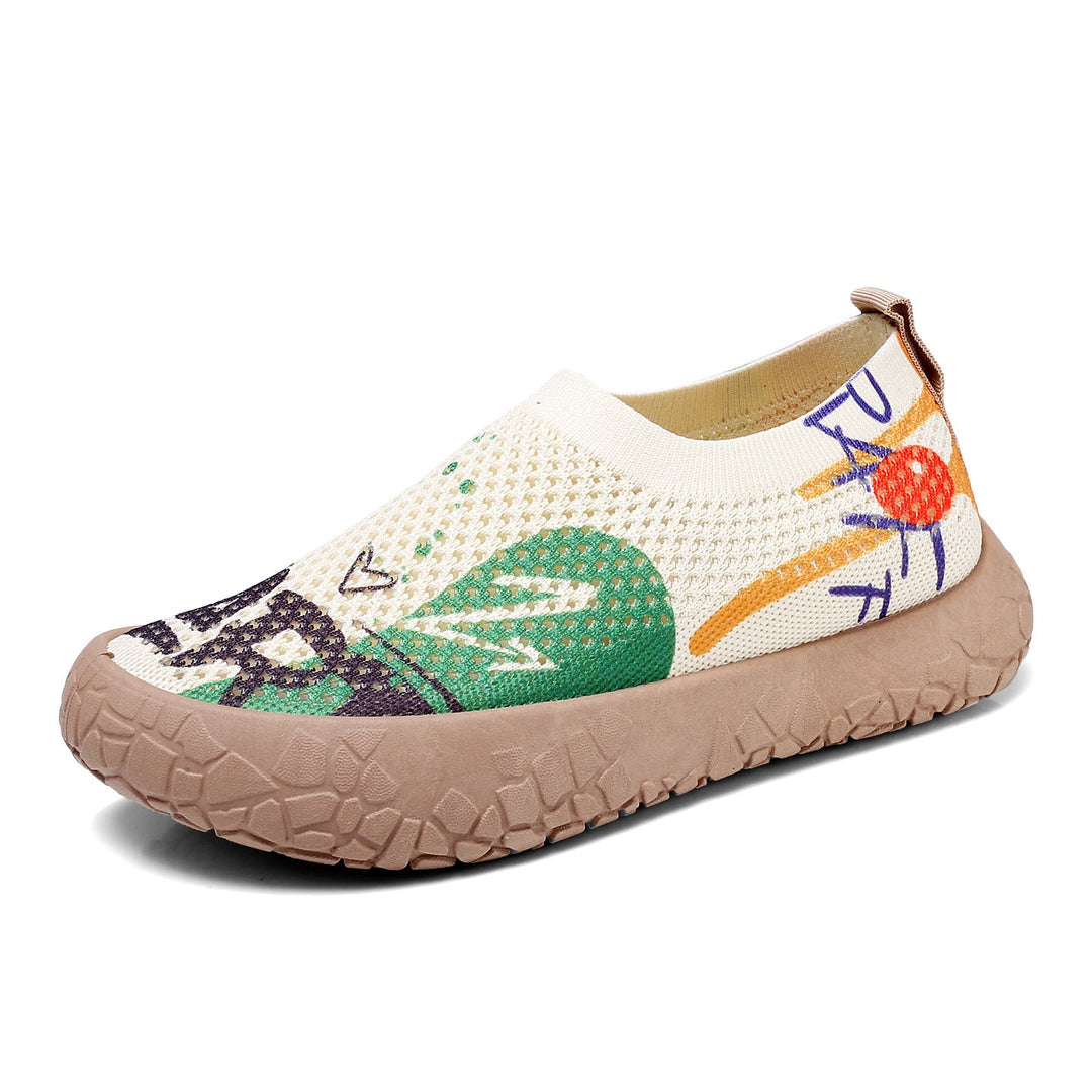 Damen Slip-On Freizeit-Schuhe mit Blumenmuster und rutschfester Sohle Drune