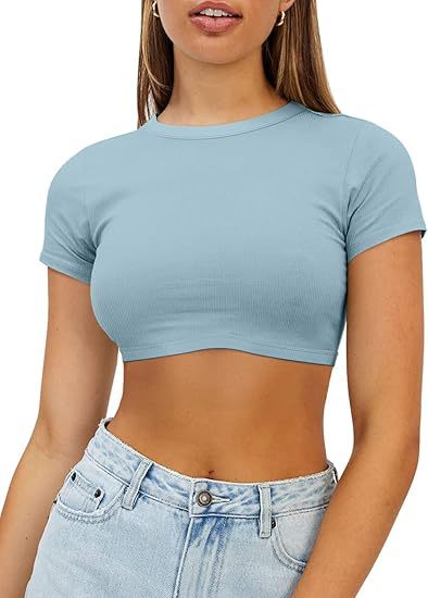 Damen kurzes, figurbetontes Crop-Top aus elastischem Material Drune