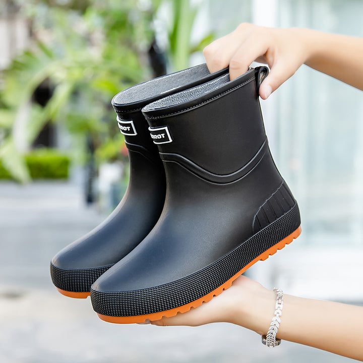 Damen Wasserdichte Kurz-Gummistiefel mit rutschfester Profilsohle und komfortabler Innensohle Drune