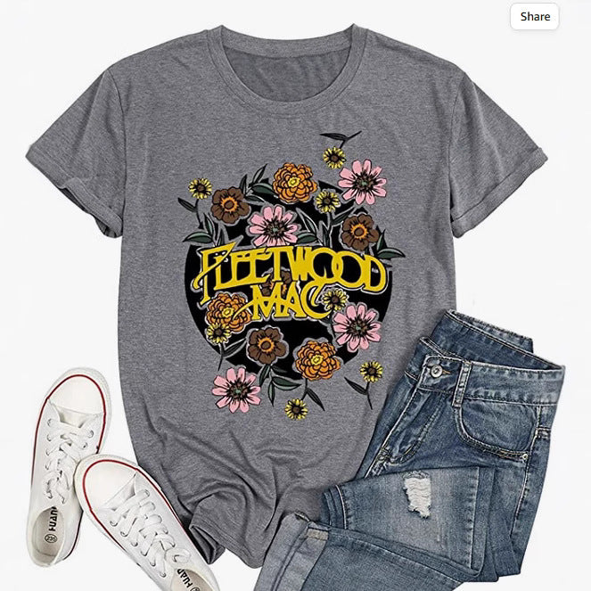 Frauen Vintage Band Grafik T-Shirt Drune