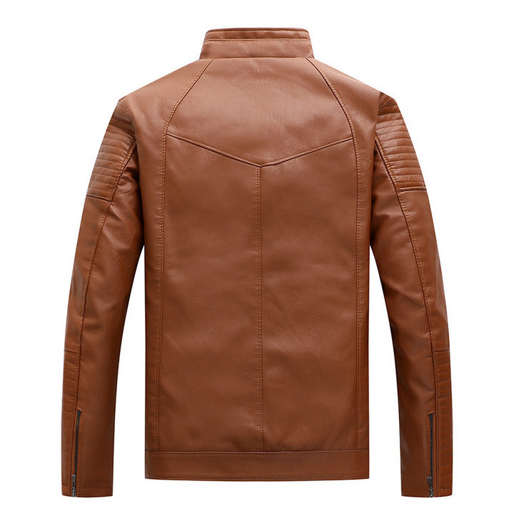 Herren schlanker Kunstleder-Moto-Blouson mit gesteppten Schulter- und Ärmelpaneelen Drune