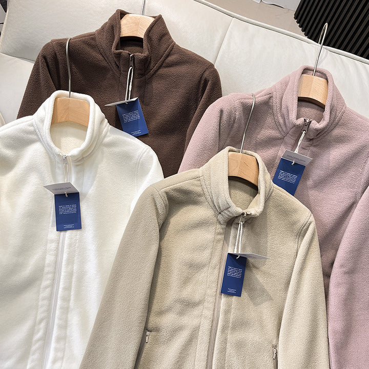 Damen Fleecejacke mit hochschließendem Kragen und seitlichen Reißverschlusstaschen Drune