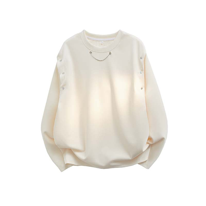 Damen Oversized Sweatshirt mit Ketten-Detail und Druckknopf-Ärmelöffnung Drune